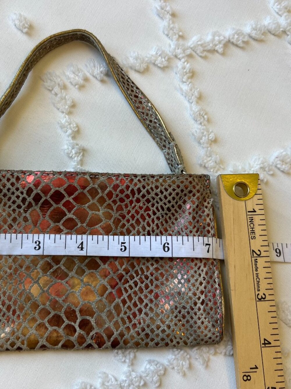 Arden B Leather Gold & Bronze Metallic Mini with Python Embossed Design - Picture 8 of 8